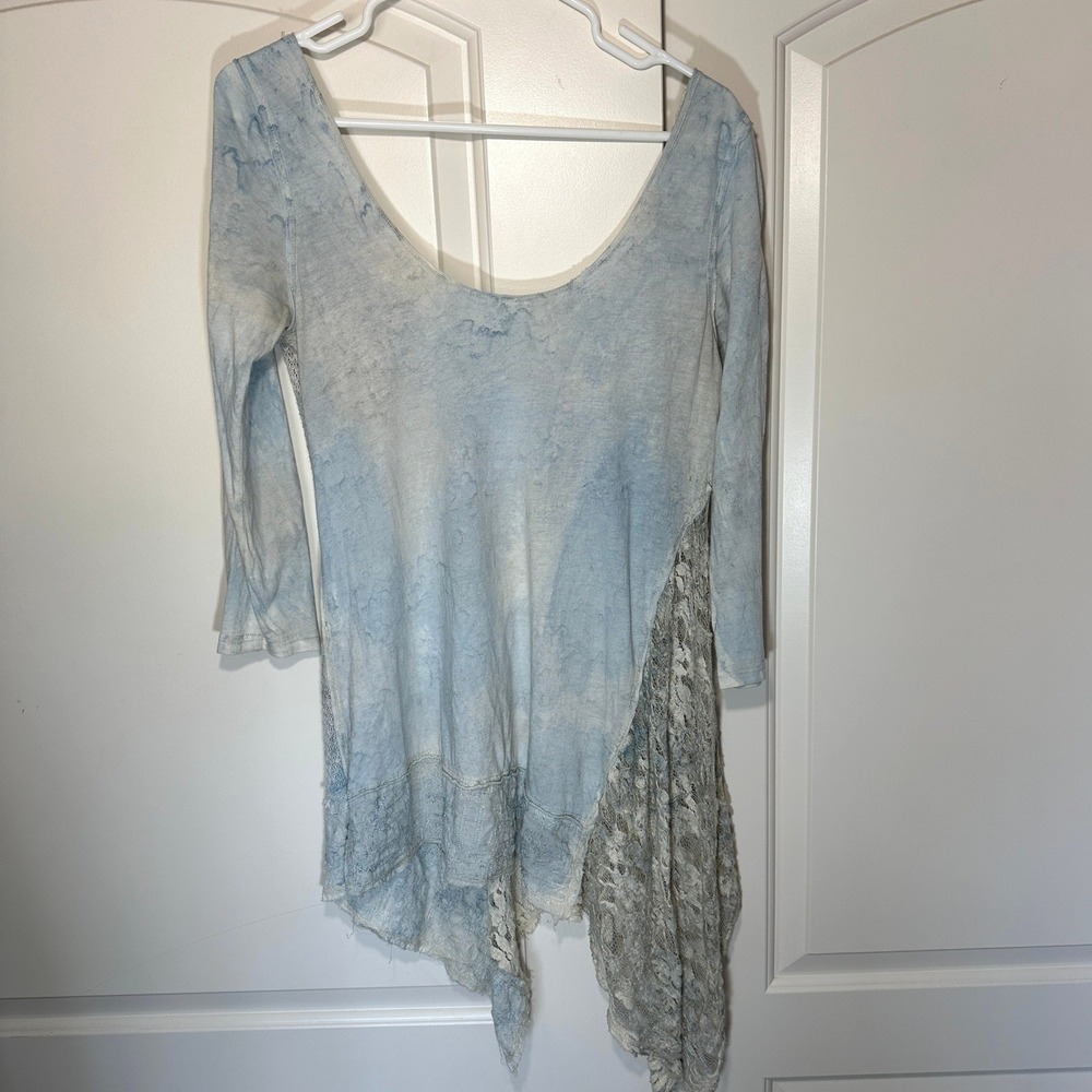 Memory Lane Knits Tunic Womens S Blue Lace Crochet Fairy Grunge Whimisgoth